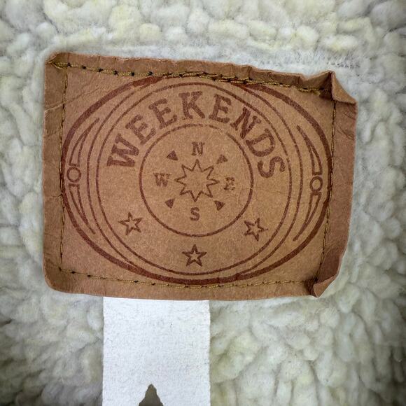 Vintage Denim Jean Jacket Weekends Sherpa Lined Made in USA M/L 80's Coat Retro - Picture 7 of 12